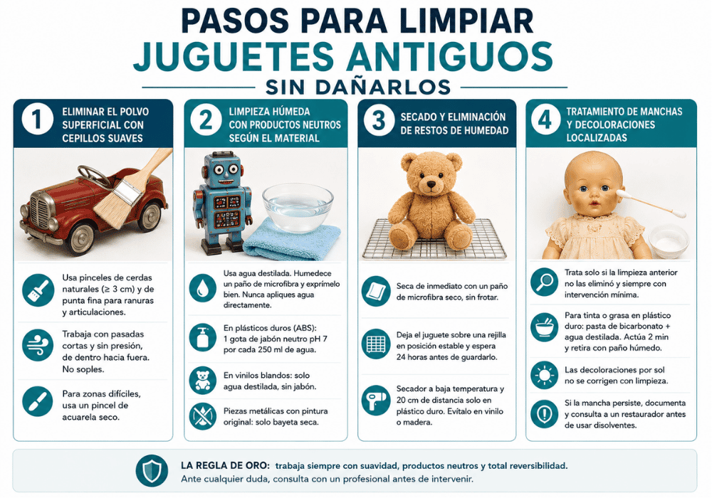 como limpiar juguetes antiguos para conservarlos