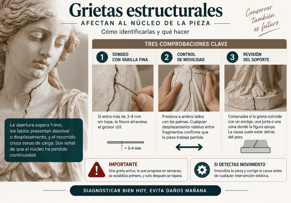 Grietas estructurales (afectan al núcleo de la pieza)